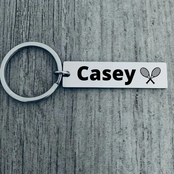 Personalized Engraved Tennis Keychain - Pick Style