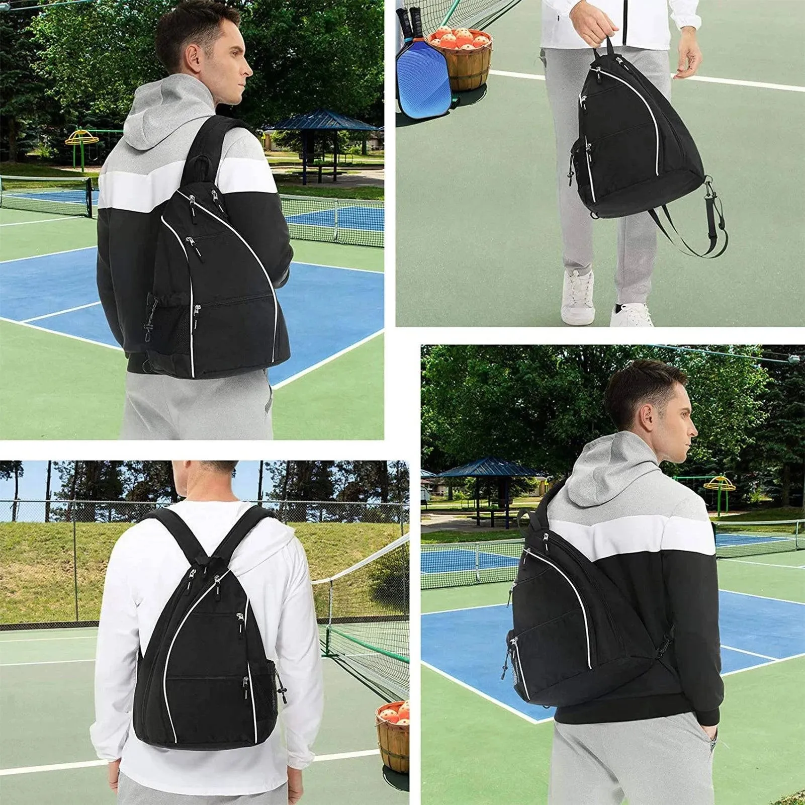 Pickleball Backpack Adjustable Sling Bag Water-resistant Tennis Racket Bag for Pickleball Tennis Badminton Gym Bag