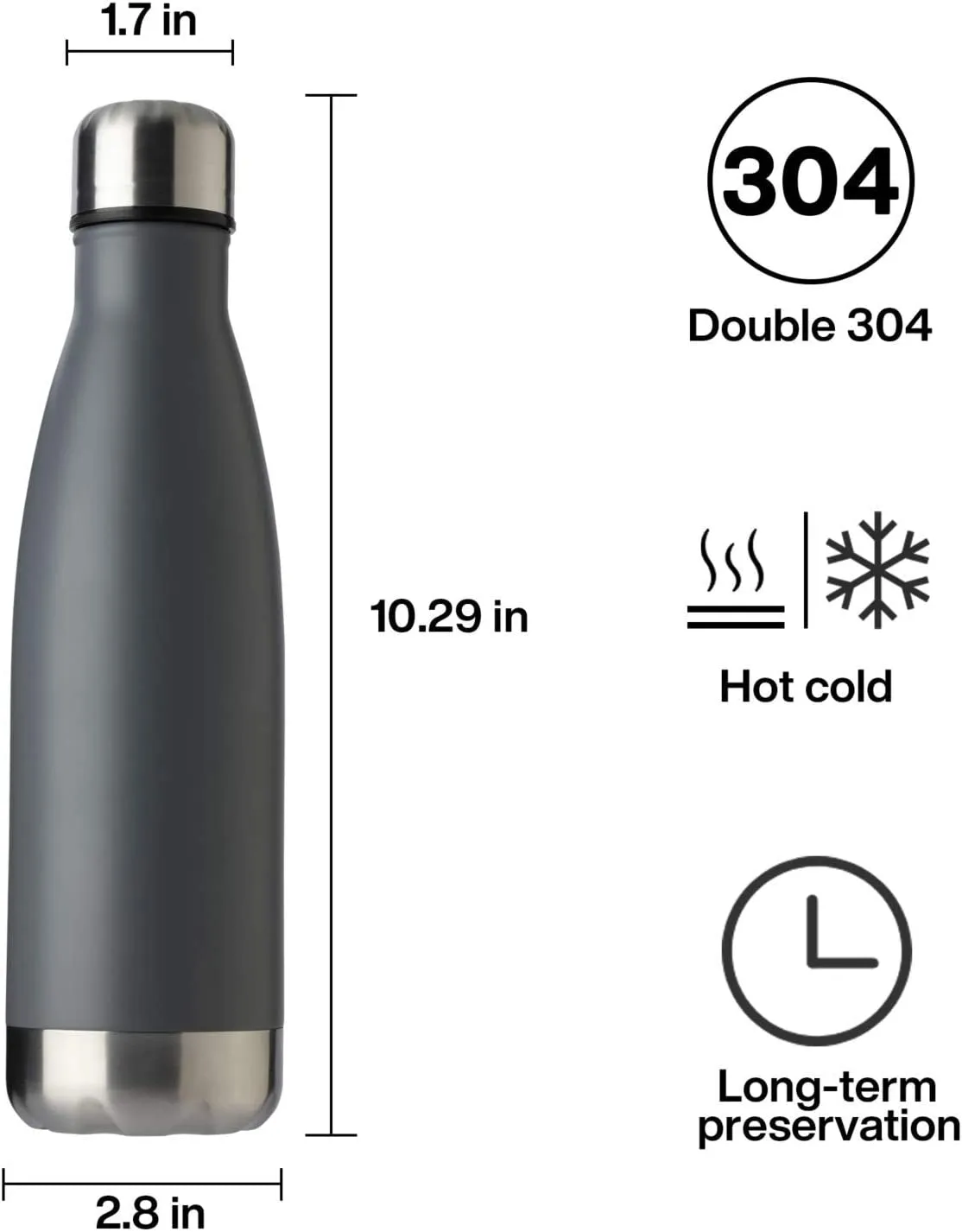 "Bundle of 12 - 17oz Vacuum Insulated Stainless Steel Sport Water Bottles - Leak-Proof, Double Wall Design for Temperature Control - Ideal for Hot and Cold Beverages - Sleek Cold Gray Color"