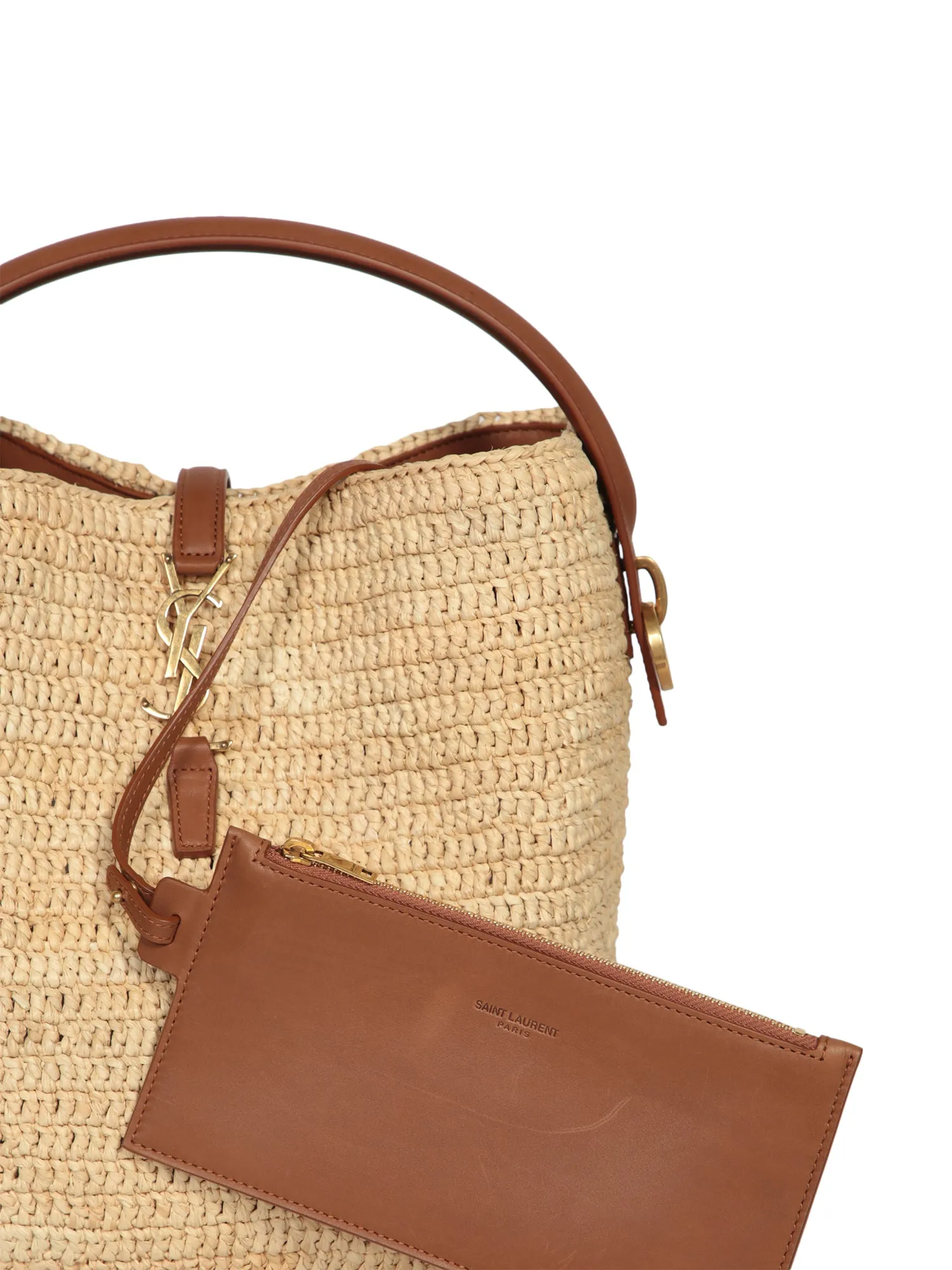 Raffia beige bucket bag