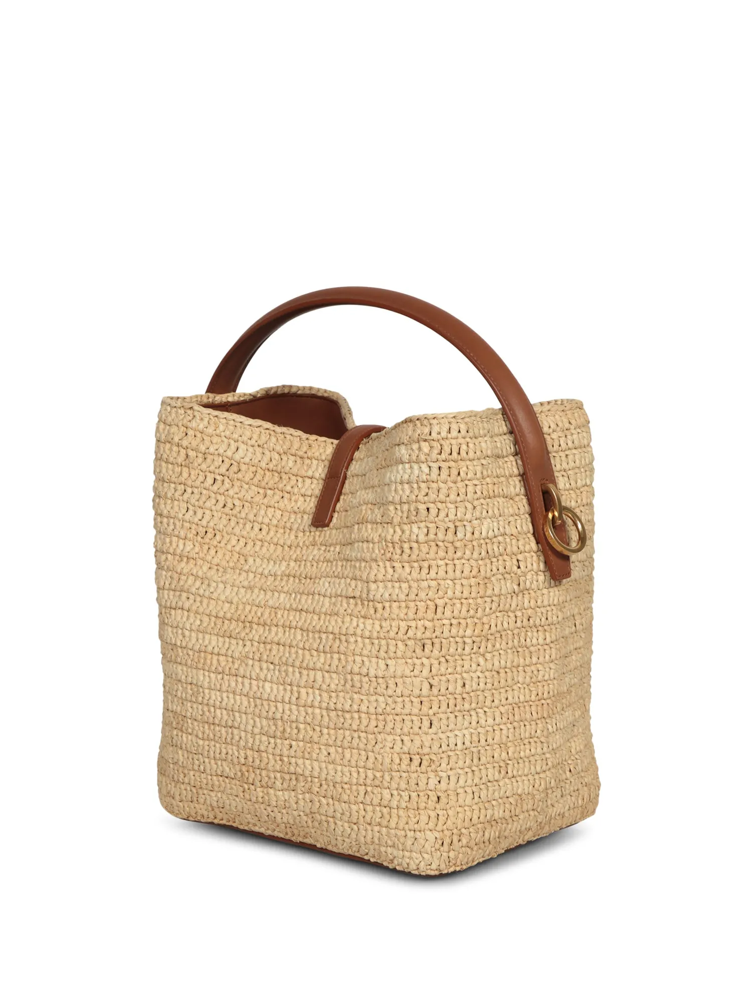 Raffia beige bucket bag