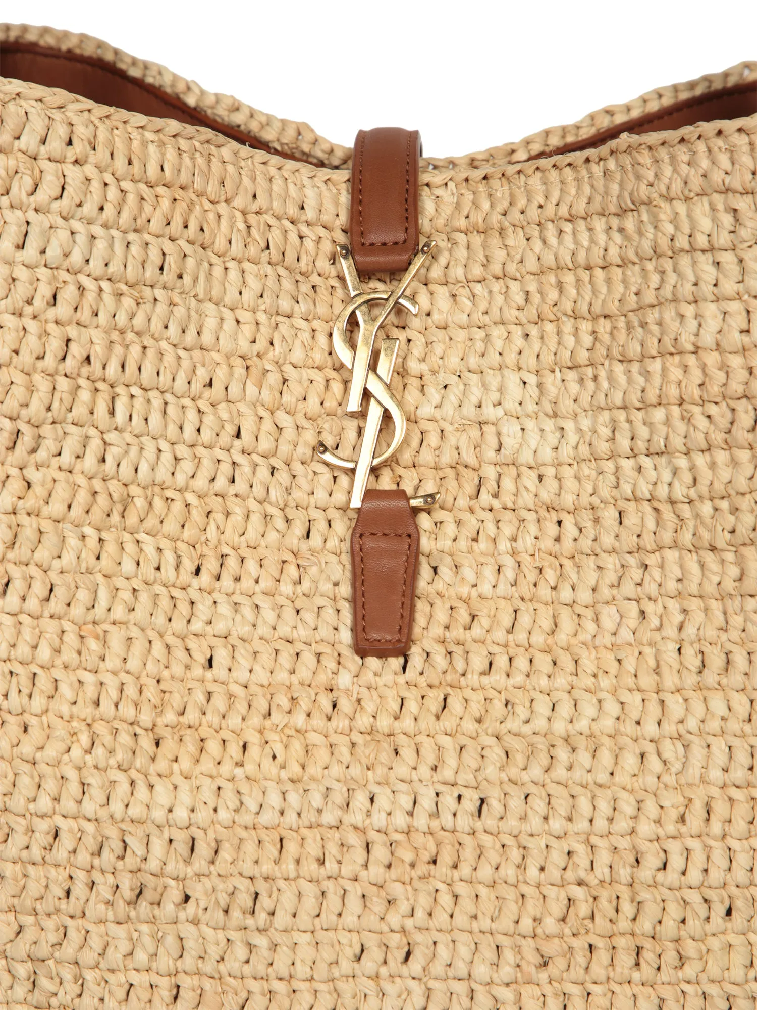 Raffia beige bucket bag