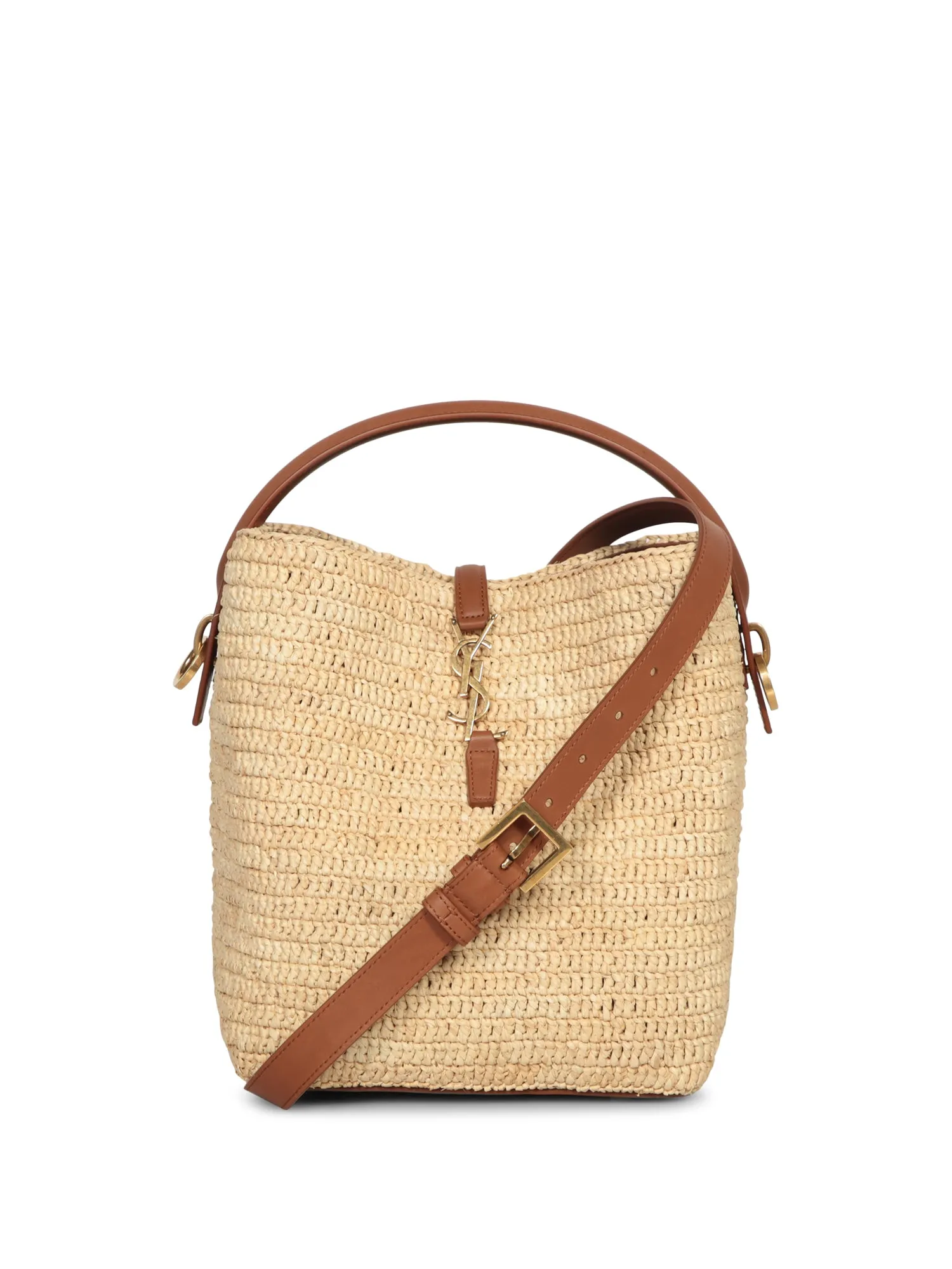 Raffia beige bucket bag