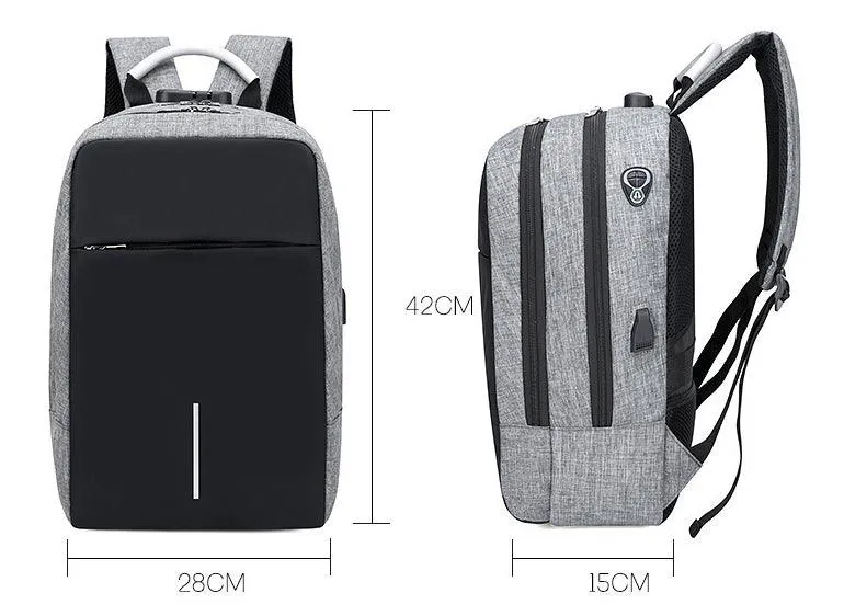 Raids Anti-Theft Backpack With Usb Charging Ports Code Lock Blue Bags