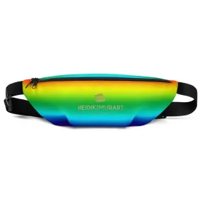 Rainbow Ombre Print Fanny Pack, Designer Fanny Pack Shoulder Belt Adjustable Bag- Made in USA/EU