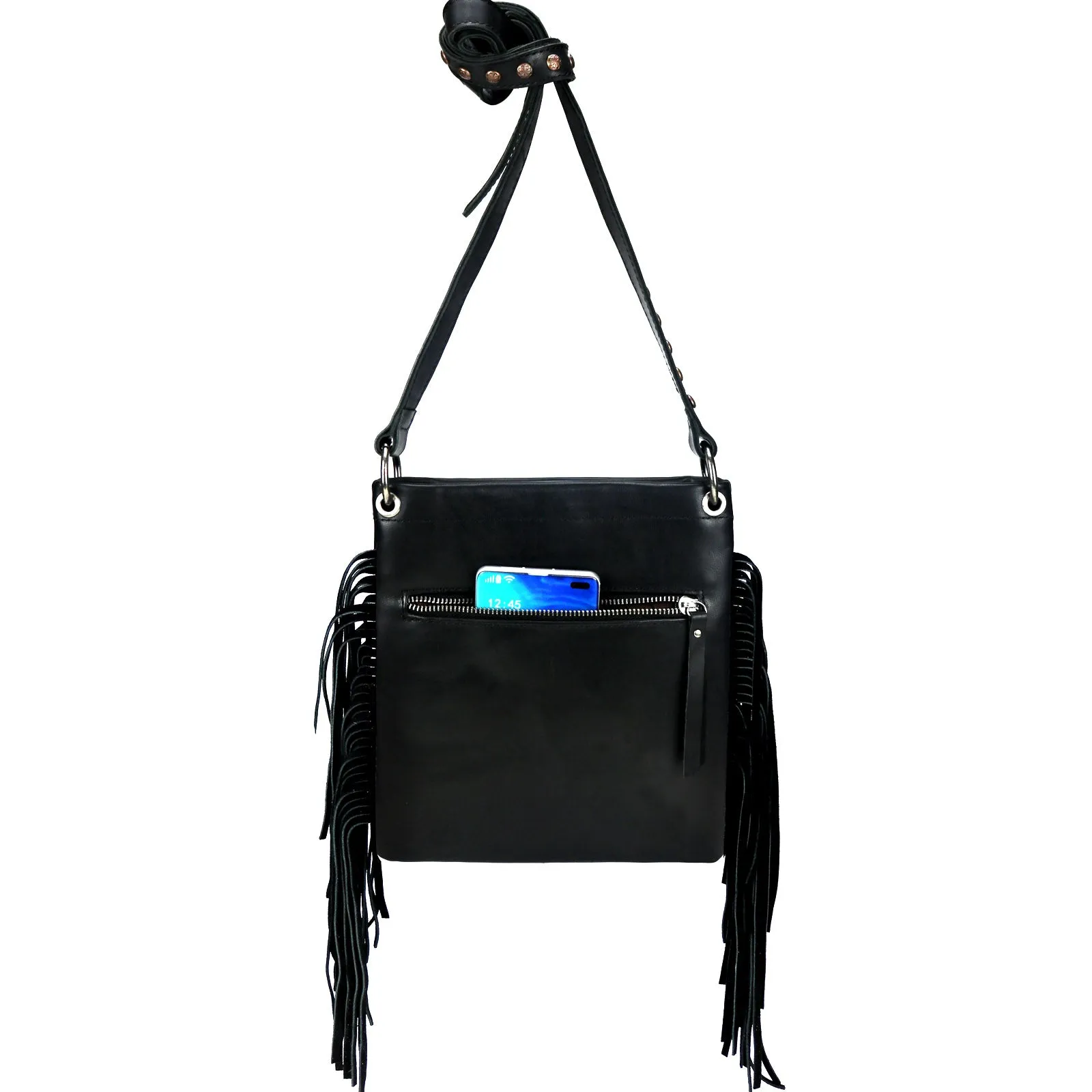 RLC-L131 Montana West Real Leather Fringe Shoulder/Crossbody Bag