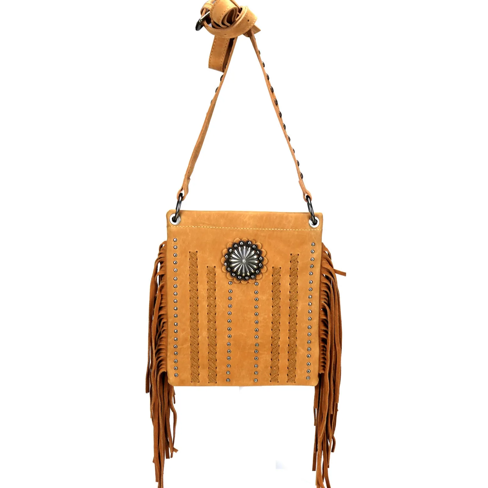 RLC-L131 Montana West Real Leather Fringe Shoulder/Crossbody Bag