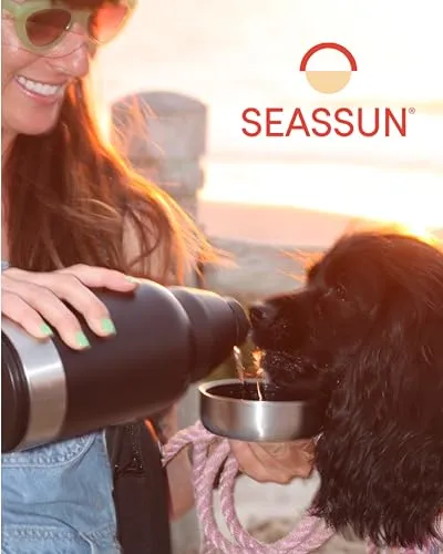 SEASSUN Dog Travel Water Bottle & Dog Walking Bag with Cell Phone Pouch