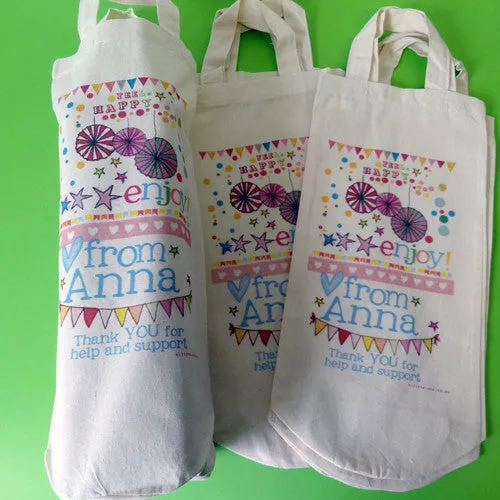 Set Of Five Personalised Bottle Bags