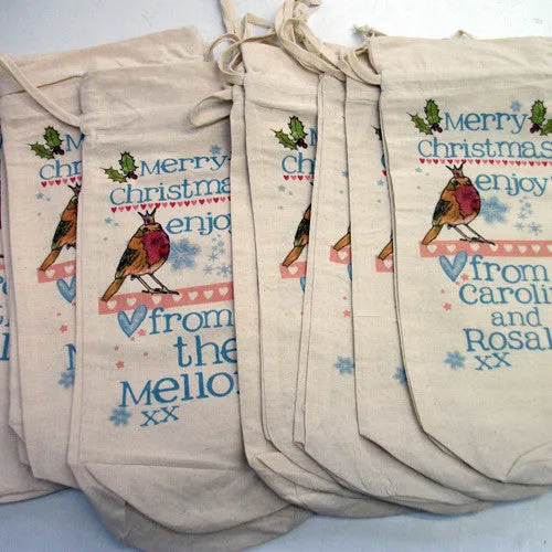 Set Of Five Personalised Bottle Bags