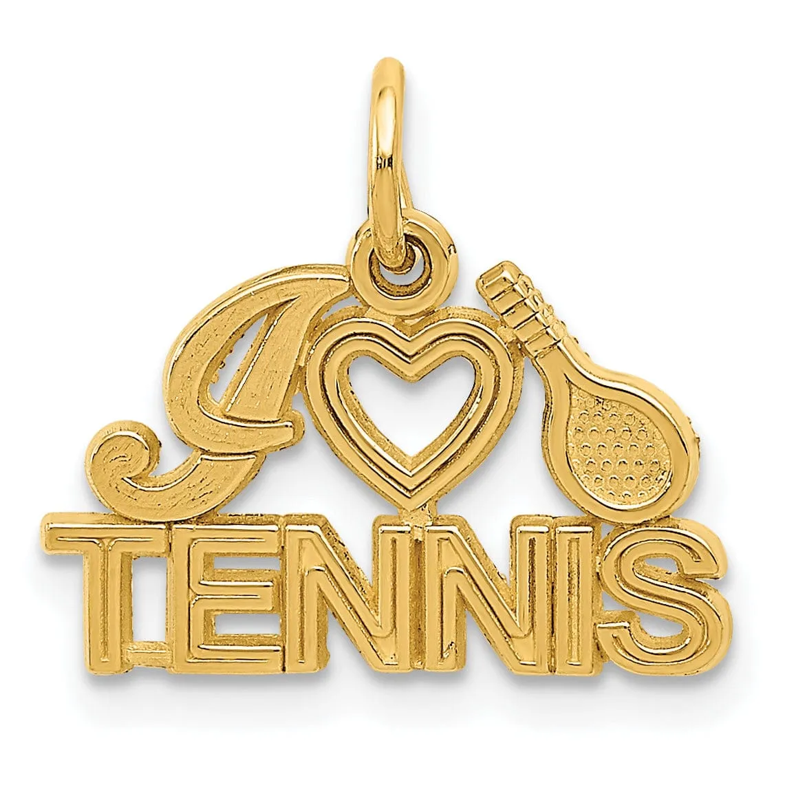 Solid 14k Yellow Gold I Love Tennis Pendant