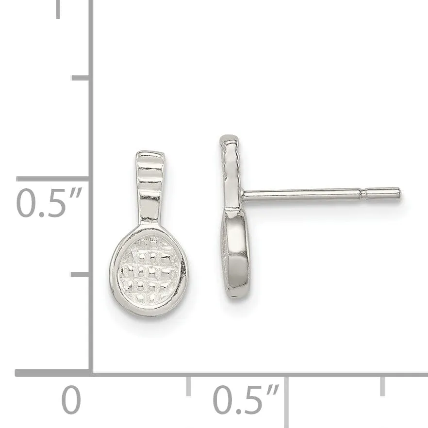 Sterling Silver Tennis Racquet Mini Earrings