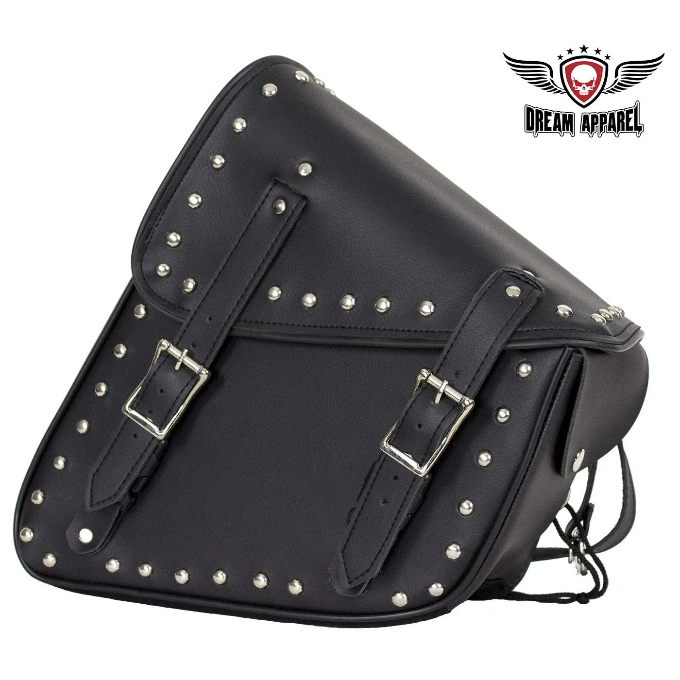 Studded Black PVC Solo Swing Arm Bag - Left Side