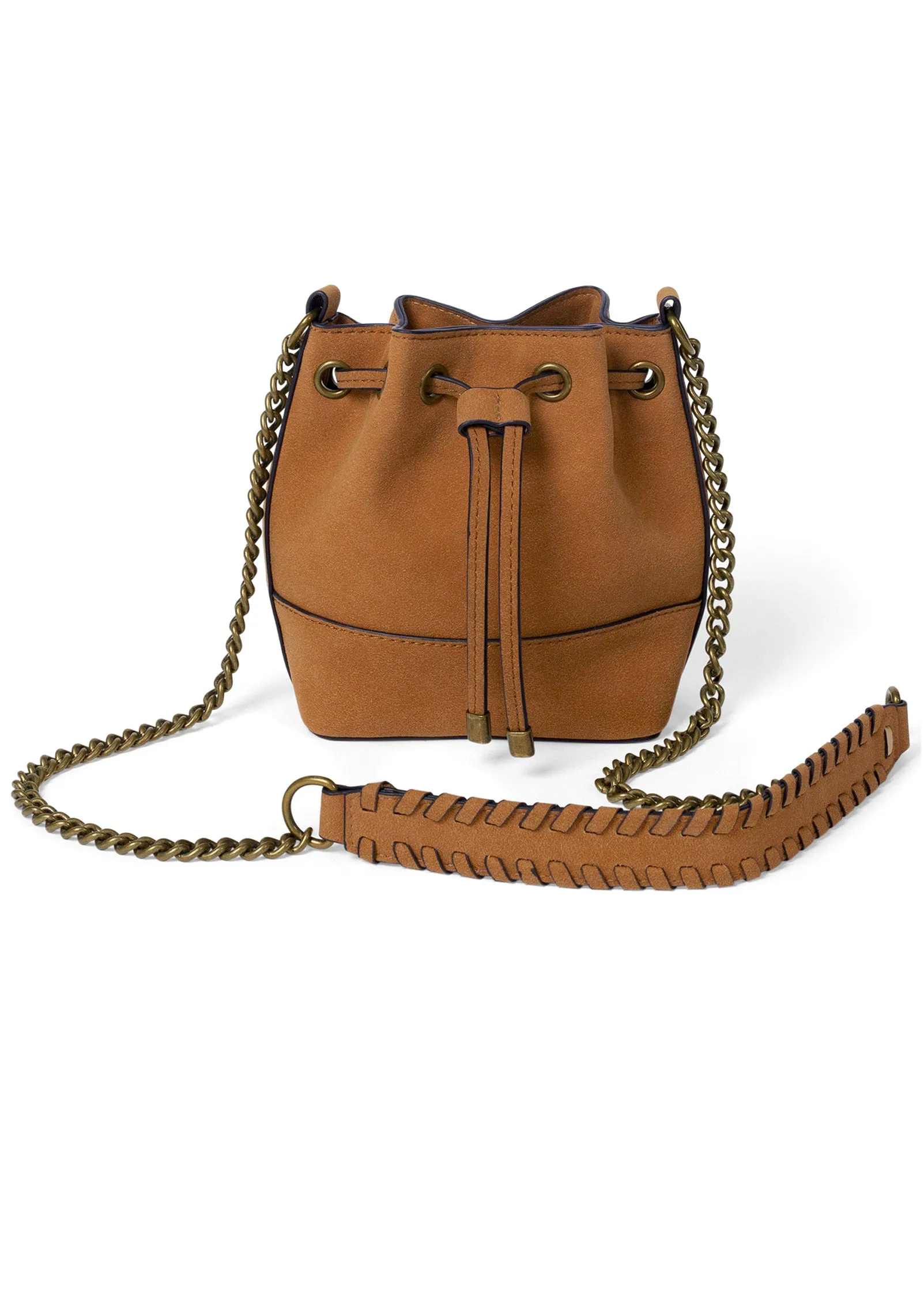 Suede Bucket Bag - Camel