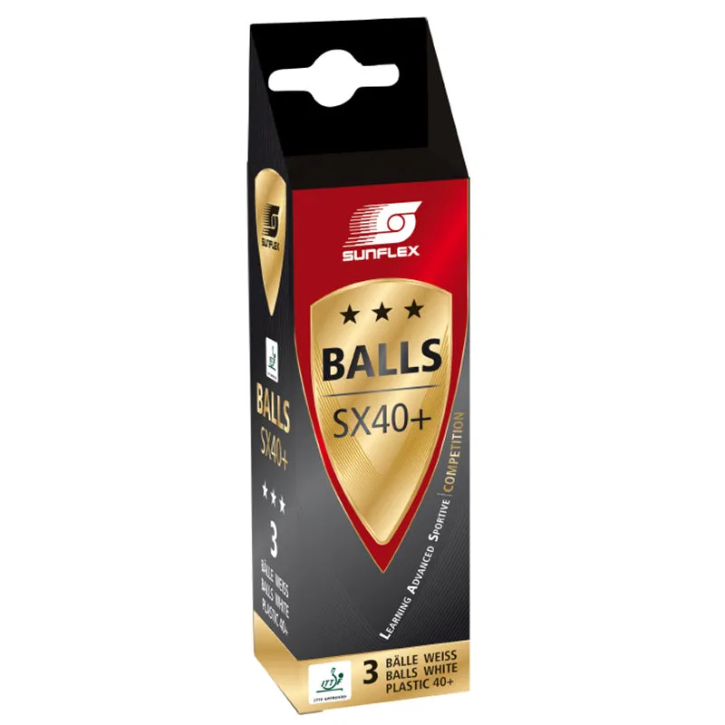 SUNFLEX 3 Star 40  ITTF Table Tennis Balls - WHITE