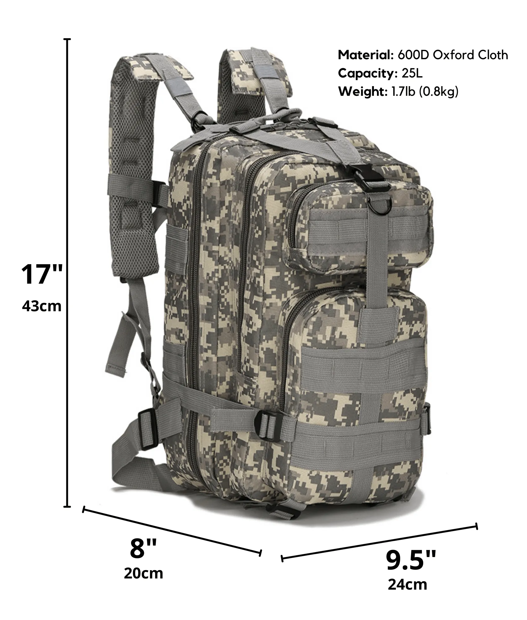 Tactical Military 25L Molle Backpack