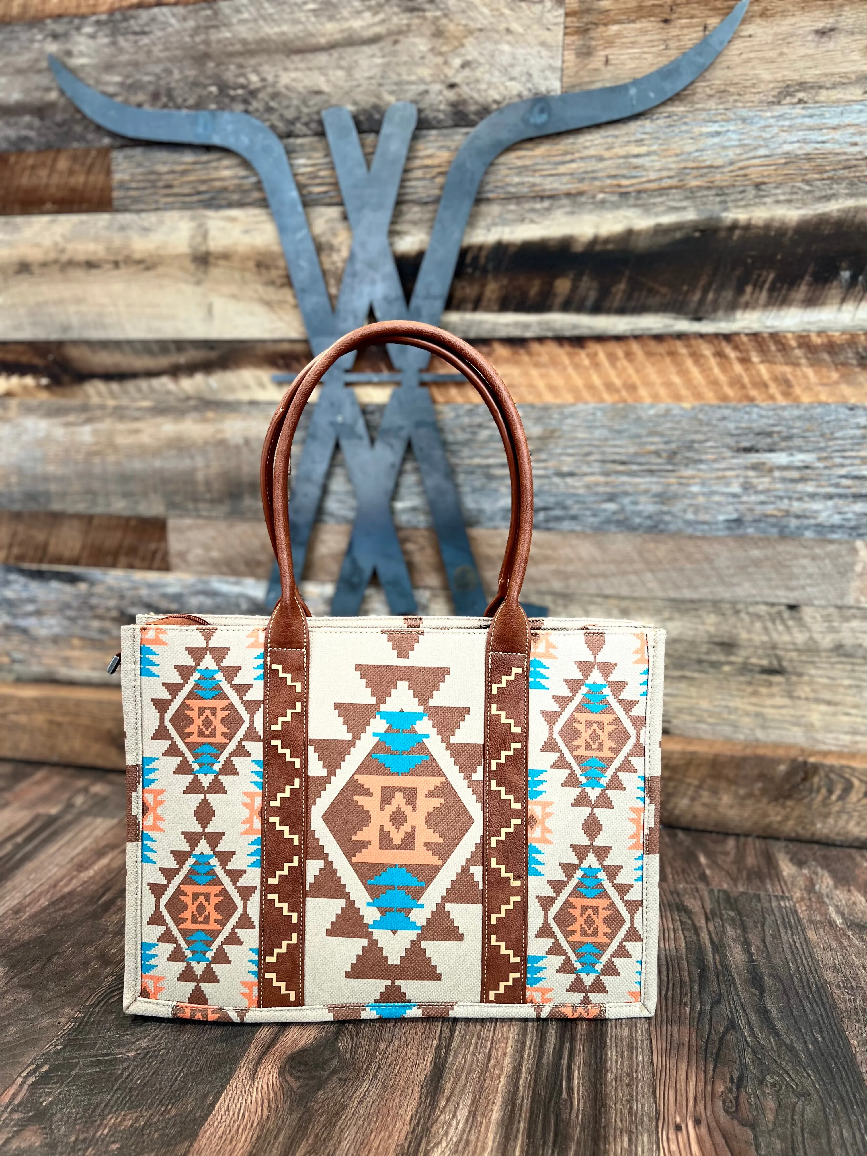 Tan Southwestern Wrangler Tote