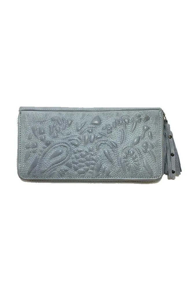 TAYLOR - Leather Clutch - Light Blue