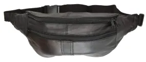 Travel Genuine Leather Waist Fanny Pack Hip Pouch with Zippered Compartments