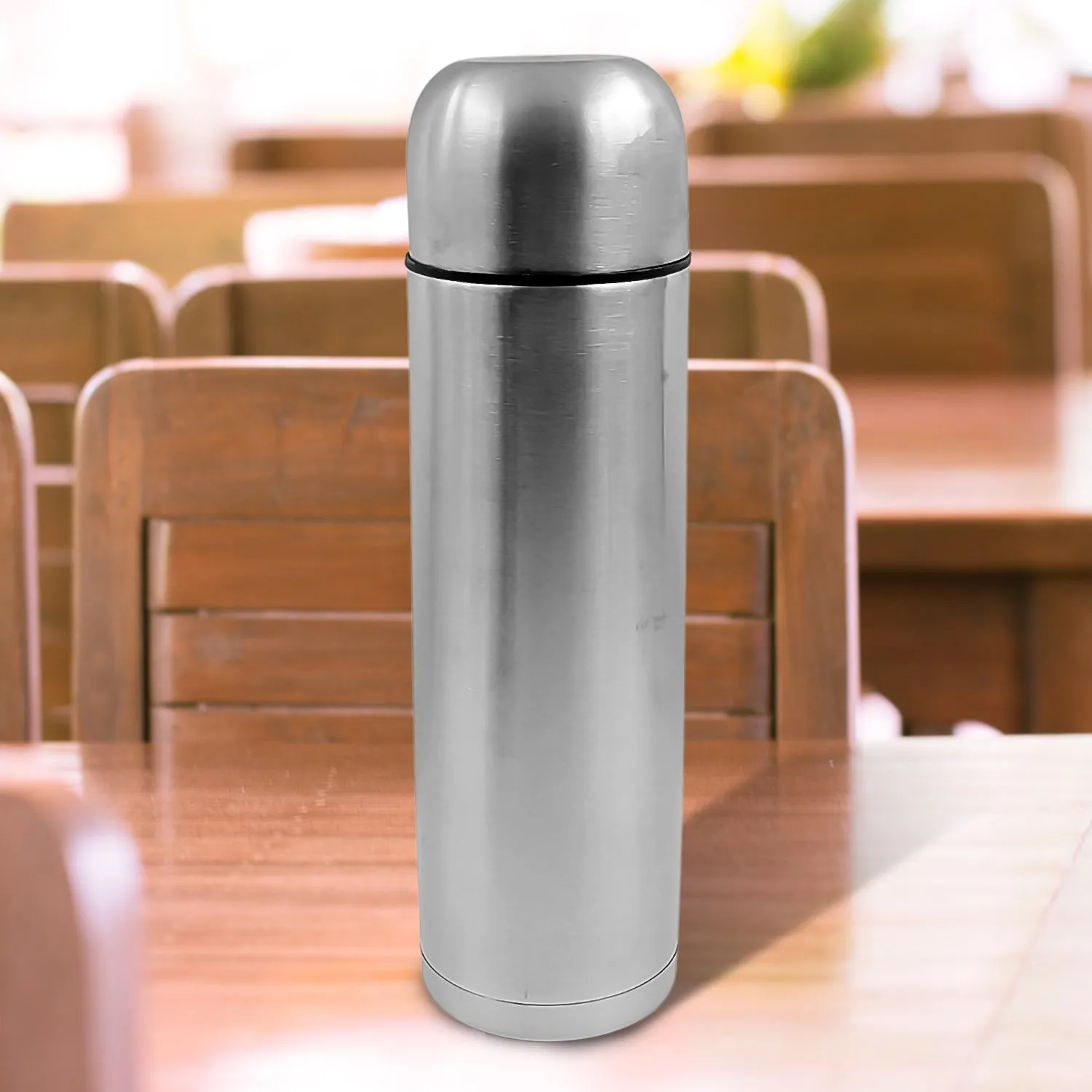 Vacuum Flask Without Cover, 18/8 Stainless Steel | Hot and Cold Water Bottle with Push-Down Lid | Double Walled Stainless Steel Bottle for Travel, Home, Office, School, Picnic (1000 ML / Without Cover)