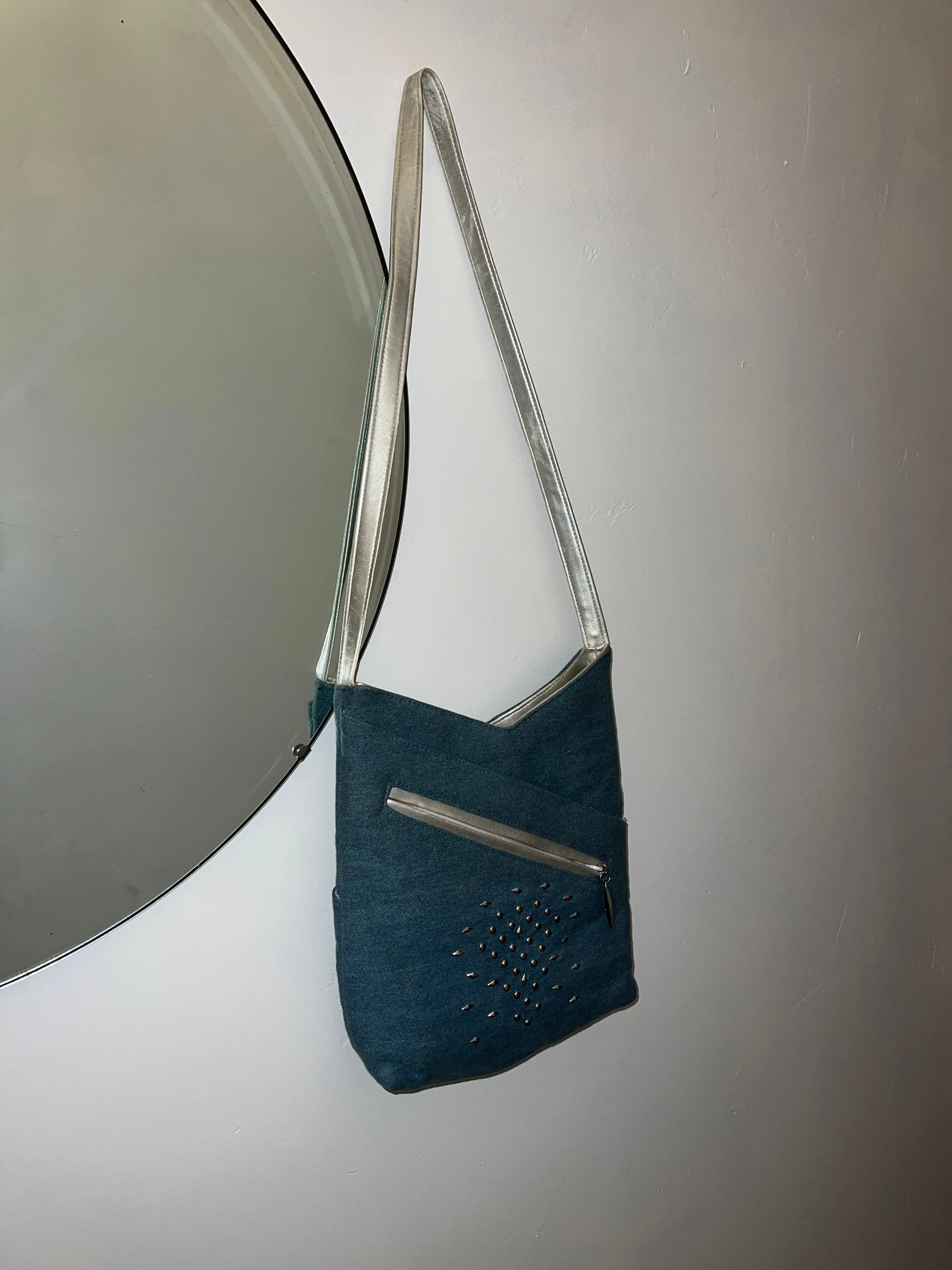 Vtg Denim Studded Punk Bag