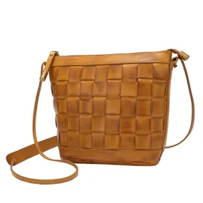 Weaved Cem Leather Small Bucket Bag