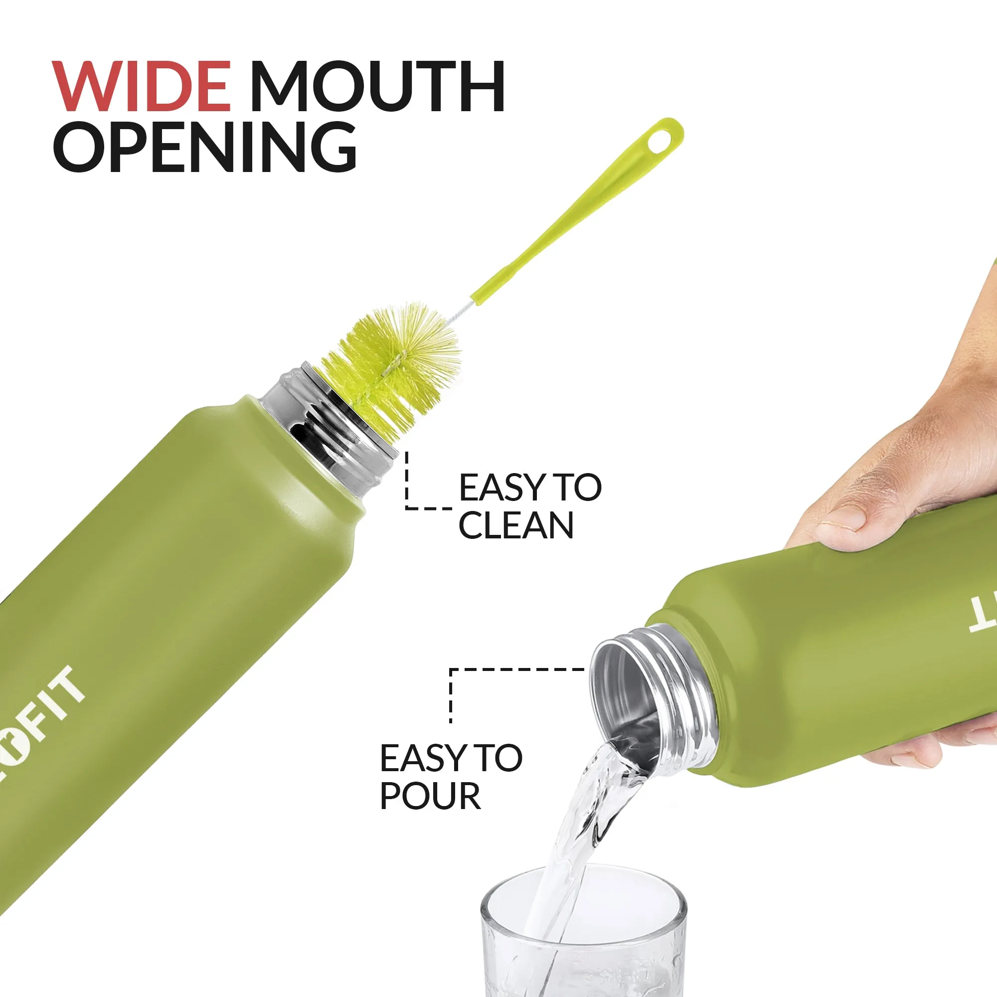 WErFIT Leak Proof Steel Water Bottle for Sport, Home, Gym, Office, School, Sipper Cap 700 ml Shaker  (Pack of 1, Green, Steel)