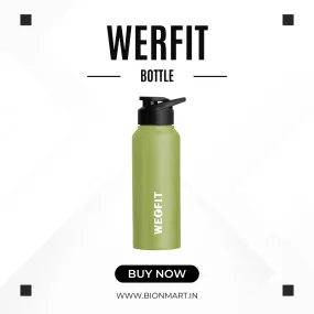 WErFIT Leak Proof Steel Water Bottle for Sport, Home, Gym, Office, School, Sipper Cap 700 ml Shaker  (Pack of 1, Green, Steel)