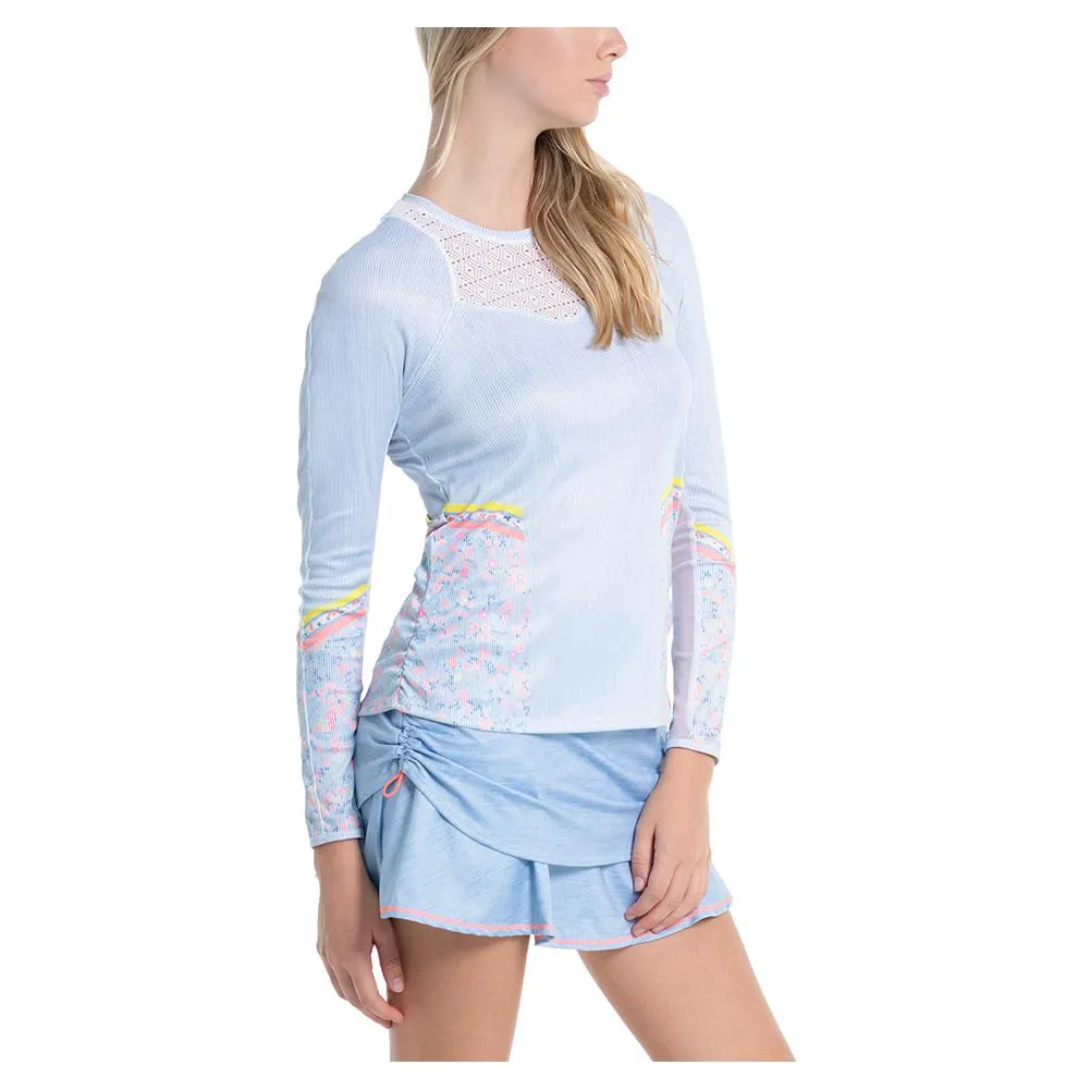 Women`s Chambray Blossom Tennis Long Sleeve Light Denim