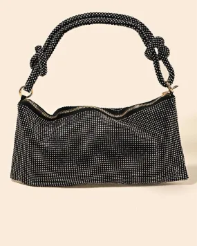 Women'S Rhinestone Studded Hobo Bag in Black | Black