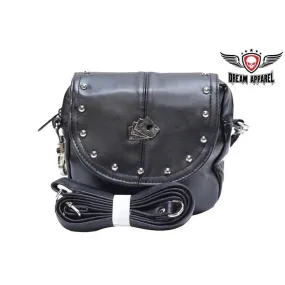 Women's Studded PVC Bag with Playing Cards Purse Pouch